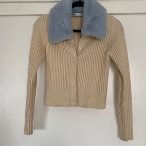 Zara blue fur cardigan in size small